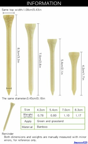 Bamboo Wooden Golf Tees 35mm, 42mm, 54mm, 70mm & 83mm FREE POSTAGE - Picture 2 of 11