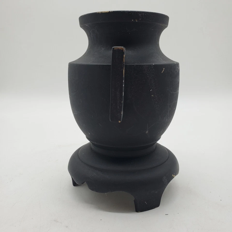 Jarrón antiguo japonés Meiji jarrón de bronce negro con asas Foto 2 de 4