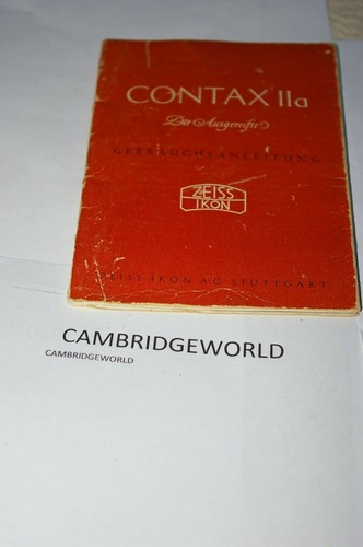 ZEISS Contax IIa Instruction Manual Guide Book ORIGINAL ZEISS PRINT In GERMAN EBay