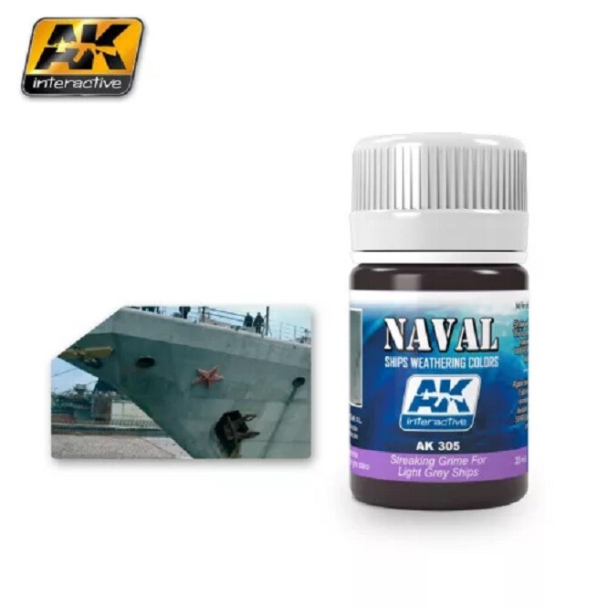 Ak Interactive AK305 - Streaking Grime for Light Grey Ships 35ml - New