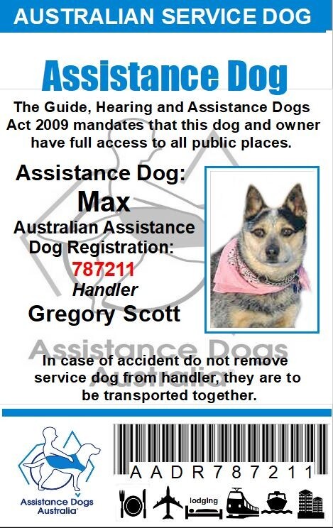 Id Card Registering A Service Dog ASSISTANCE DOG AU SERVICE CARD - Main Image