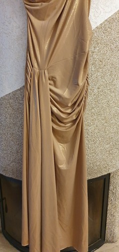 S/M - 36/38 Designer Ball Abend Kleid drapiert Schlitz Gold schön Maße beachten - Bild 6 von 10