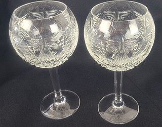 Waterford Crystal Cut Glass Balloon Wine Goblets Set Of 2 Elegant Stemware