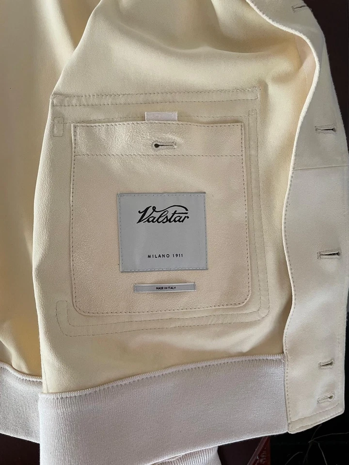 Мужская кожаная куртка-бомбер Valstar Milano 1911 цвета слоновой кости кремовая - Изображение 3 из 4