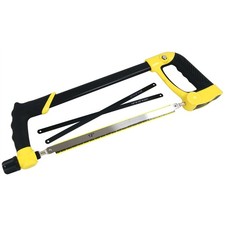 300mm Hacksaw + 3 x Carbon Steel Blades 12" Heavy Duty Hack Saw Soft Grip Handle