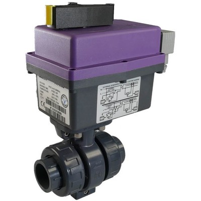 Aquaram PVC 2 Wege Kugelhahn elektrisch 24-230V Klebemuffe 50mm (Sonderposten)