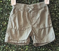 EUC CARTER'S BOY BABY/TODDLER 12MOS PULL ON SHORTS OLIVE/BROWN