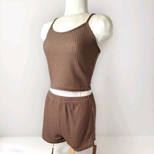 Women pajama Sets Sleeveless Crop Tank Top and Shorts Tracksuits size S.