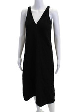 Everlane Womens Textured Sleeveless Lined V-neck Long Dress Black Size 0