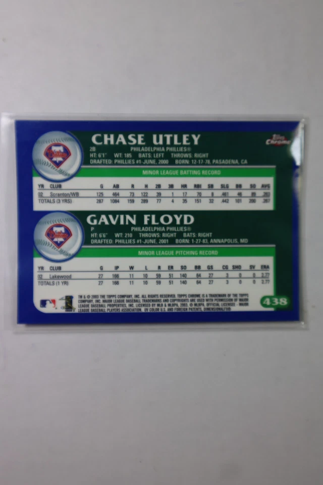 2003 Topps Chrome - Chase Utley, Gavin Floyd #438 Rookie - Image 2 of 2