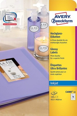 AVERY Zweckform Inkjet/Glossy Etiketten 63,5 x 46,6 mm 150 Etiketten