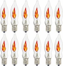 SUNSGNE Christmas Flicker Flame Light Bulbs, Crystal C18 Clear Bulb 