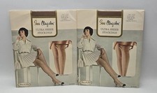 2 SEARS Vintage Cling-Alon Ultra Sheer Stockings Bare Beige Classic sz B NOS