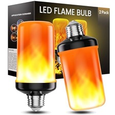 LED Flame Light Bulbs, 4 Modes Flickering Light Bulbs with Upside Down 2 Pack