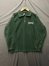 Vintage Roots Canada Quarter Zip mens Small Green 90s Preppy Sweater Sports