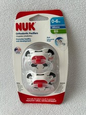 NUK Orthodontic Pacifiers Silicone BPA Free 0-6 Month Soccer Ball Design NEW