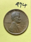 1910-S LINCOLN WHEAT CENT, low mintage date, "Fine" condition #974