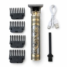 Cortadora de pelo de barba vintage T9 Gold Dragon, negra, dorada para hombre cortadora de metal
