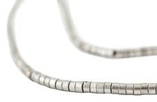 Silver Disk Beads 4mm, 16 Inch Strand White Metal