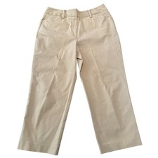 Talbots Petite Stretch Khaki Straight Leg Crop Pants Size 8P Classic