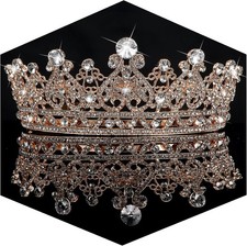 TOBATOBA Gold Crown for Women Crystal Queen Princess Tiara,