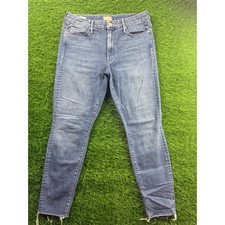 Mother Womens Looker Ankle Fray Skinny Jeans Blue Sz 30 Chain Destiny USA Denims