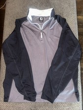 FootJoy 1/4 ZIP Sweater Golf Gray Black Mens Medium Pullover Long Sleeve EUC