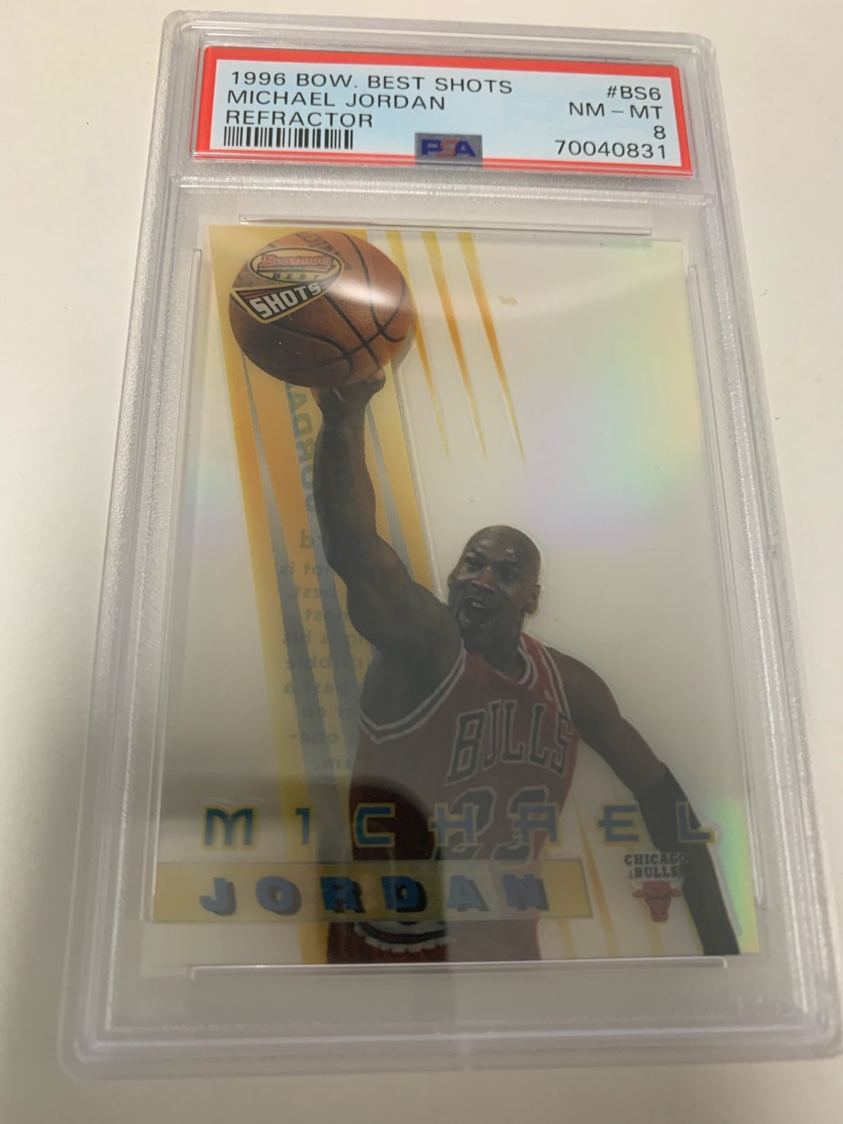 1996-97 Bowman's Best Shots Michael Jordan REFRACTOR #BS6 Bulls PSA 8 NM-MT NICE