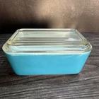 Vintage Blue Pyrex #502 Refrigerator Dish With Glass Lid #502-C