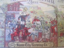 Sioux City Iowa 1930s Heidel Brau IRTP Beer Garden Scene Label NICE