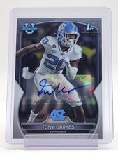 TONY GRIMES 2022 BOWMAN CHROME UNIVERSITY 1ST AUTO #75 UNC Q3478