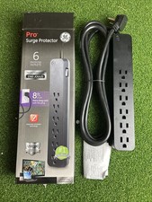 GE Pro 6-Outlet Surge Protector, 8 Ft Extension Cord, 1560 Joules, Power Strip