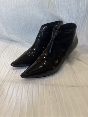 Designer Acne Studios Size 8.5/39 EU Black Patent Leather Ankle Women's Boots