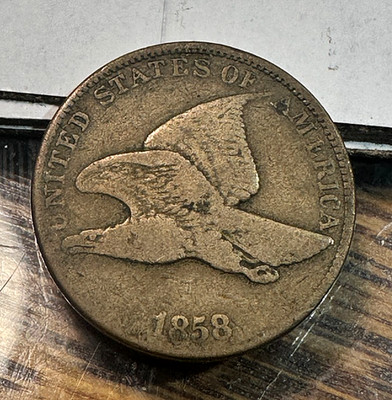 1858 Large Letters Flying Eagle Cent Nice Original VG+ CHRC