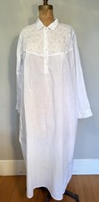 Vintage Women s European Cotton Long Embroidered Floral White Nightgown M-L
