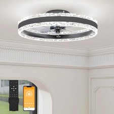 Image of 50CM Smart LED Ceiling Fan, 6 Speeds, Dimmable 3000-6500K, Black