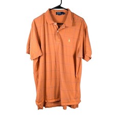 Polo Ralph Lauren Polo Shirt Mens XL Orange Grid Check Short Sleeve Cotton