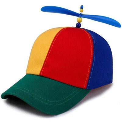 Bamboo Dragonfly Propeller Cap Rainbow Snapback Funny Adventure Hat for Adults