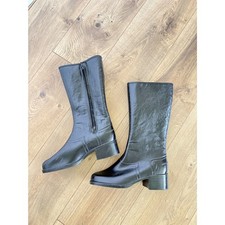 VINTAGE 8 70's womens made in the usa black leather fleece lined boot waterproof