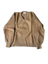 RARE Vintage 60  s mohair sweater v-neck fuzzy long sleeve brown Excelent