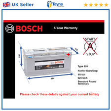 Battery fits PORSCHE CAYENNE 92A, 9PA Bosch 020 920A 110Ah 5Yr Warranty