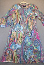 Tommy Hilfiger Paisley Bell Sleeve Dress Psychadelic Multi Color size 10 Paisley
