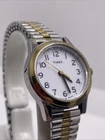 Vintage Timex Indiglo Womens Silver Gold Stretch Band Watch Works New Battery