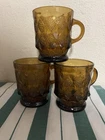New ListingLot Of 3 Vintage Retro MCM Anchor Hocking Kimberly Amber Diamond Fire King Mugs