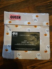 Cynthia Rowley Queen Sheet 4 Piece Set Halloween Ghost With Pumpkin