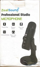 ZealSound K66 USB Condenser Stereo Mic w/ Stand, Monitoring/Mute, Black