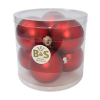 B&S Weihnachtskugeln Christbaumschmuck | Rot Matt | 6 StüCk | Ø 8 Cm | Glas