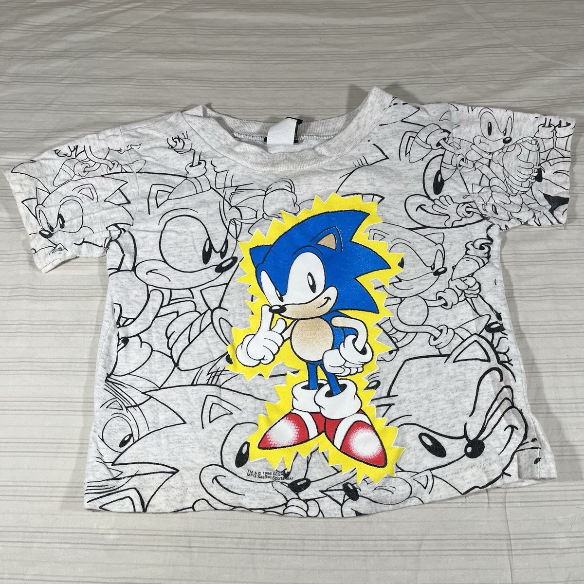 RARE Vintage 90s Sonic The Hedgehog 1996 Shirt Kids Size M/5 Sega