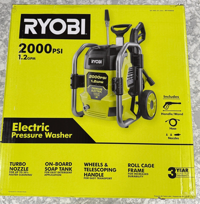 #ad RYOBI 2000 PSI 1.2 GPM Cold Water Electric Pressure Washer $199.99