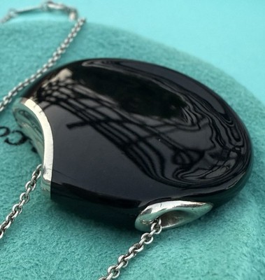 Tiffany Co. Platinum Elsa Peretti 40m LG Black Jade Touchstone